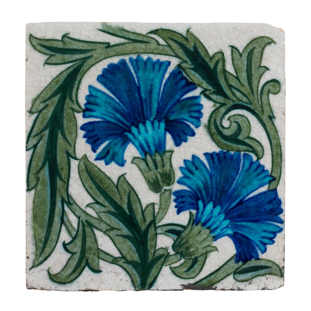 Detail of Carnation flowers tile by William De Morgan