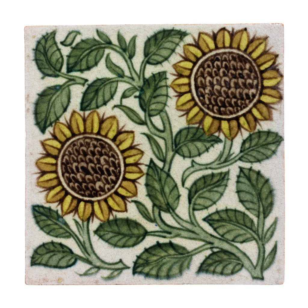 Detail of Sunflowers tile by William De Morgan
