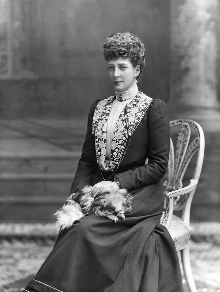 Detail of Queen Alexandra with one of her pet dogs by Lafayette Portrait Studios
