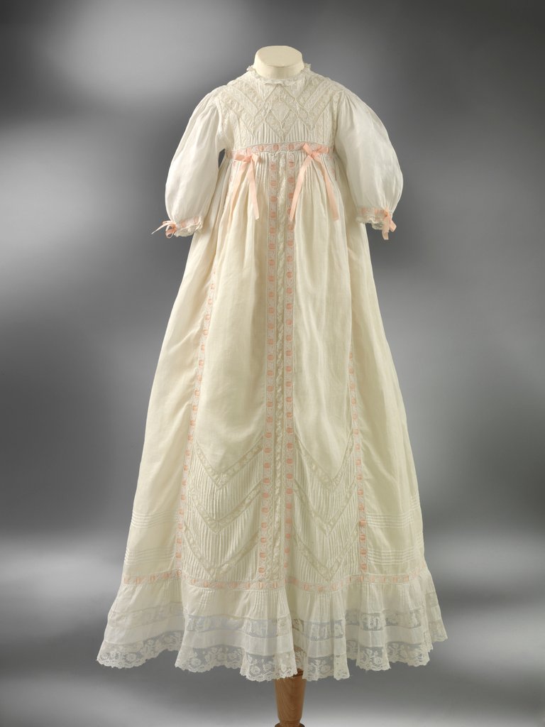 Detail of Christening gown & petticoat called the Bin Dress by Unknown