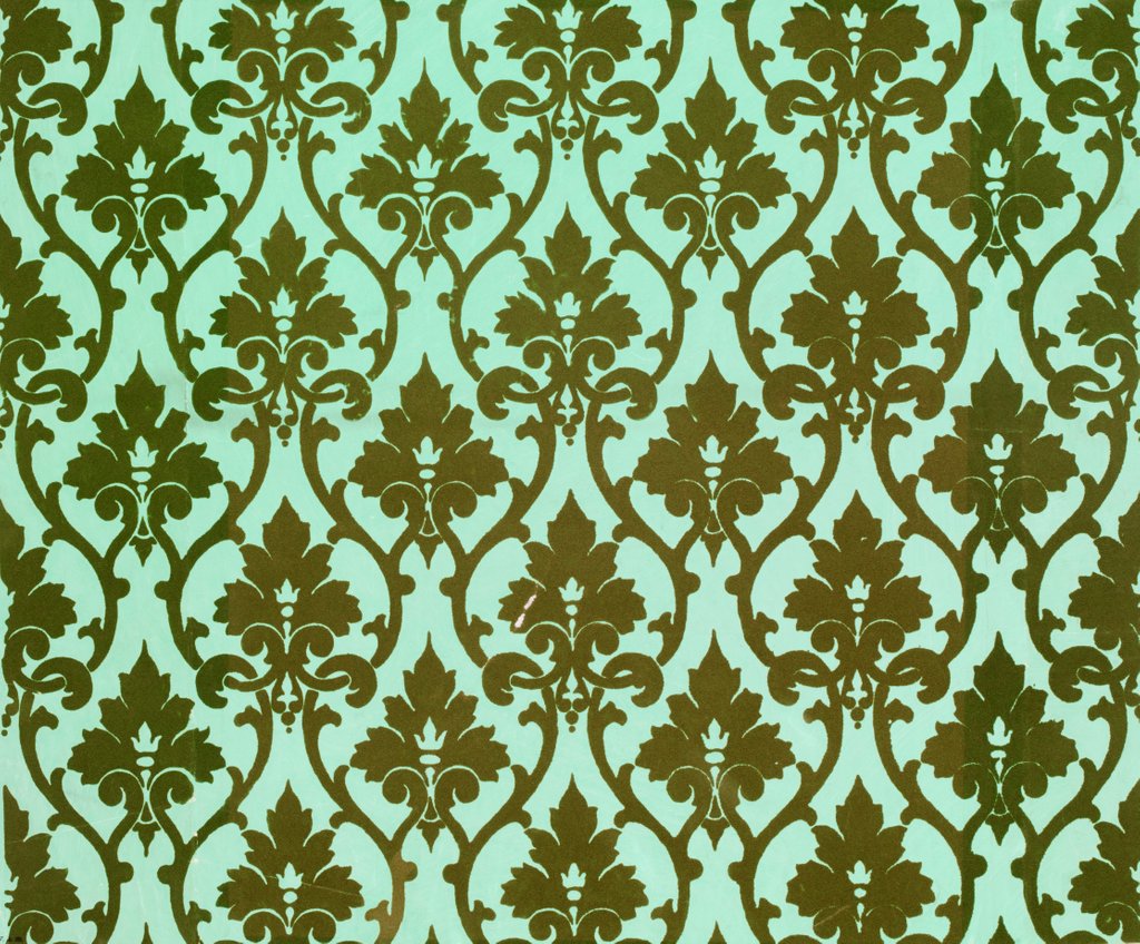 Detail of Wallpaper design with a foliate pattern in flock by Unknown