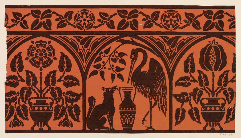 Detail of Illustration of Aesop's fable The Fox and the Crane by William Burges