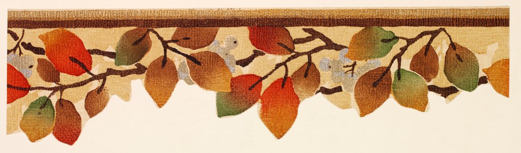 Detail of Design of a border of leaves and berries in autumnal colours by Unknown