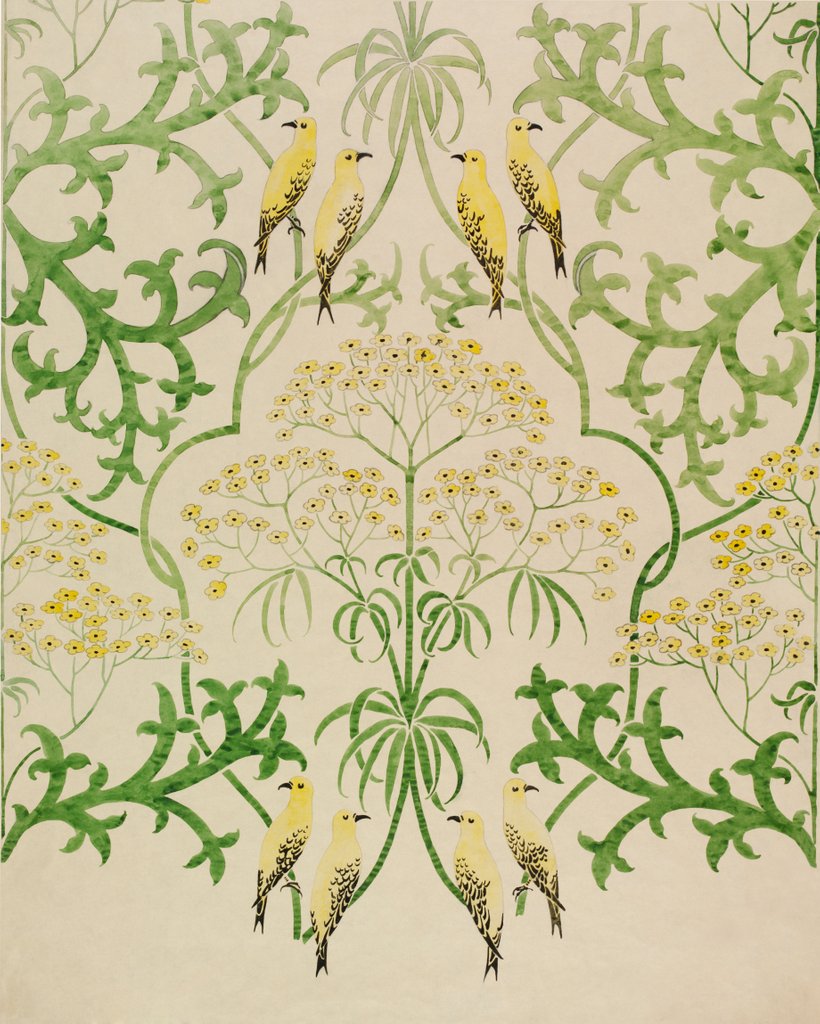 Detail of Fool's Parsley wallpaper design by Charles Francis Annesley Voysey