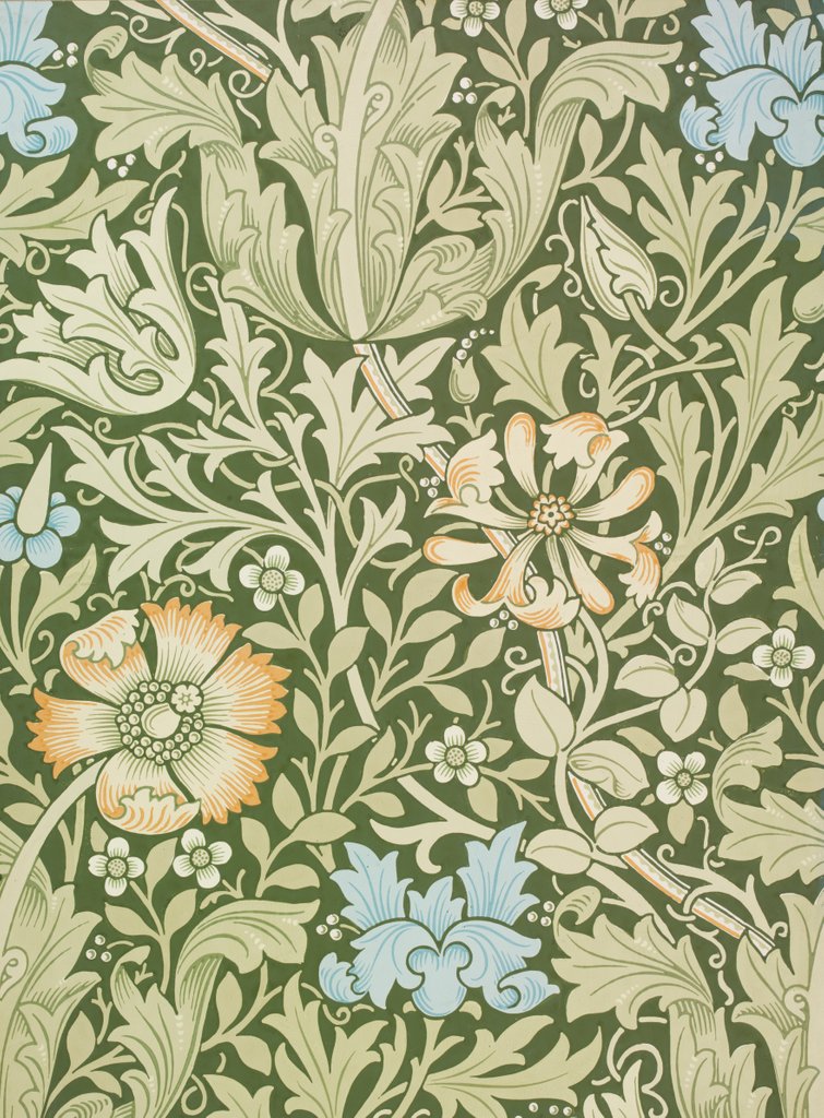 Detail of Compton wallpaper by William Morris