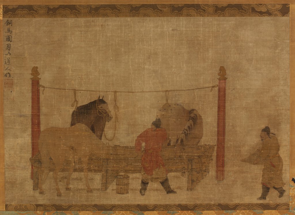 Detail of Feeding Horses in a Moonlit Garden detail by Unknown