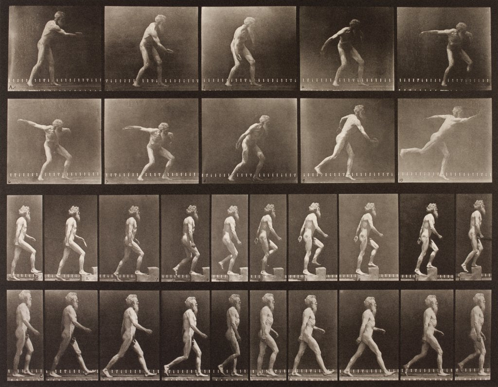 Detail of Man walking and throwing discus by Eadweard Muybridge