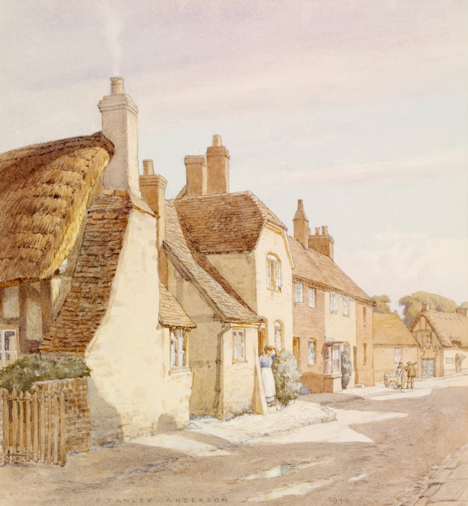 Detail of Old Cottages, Long Crendon by Stanley Anderson