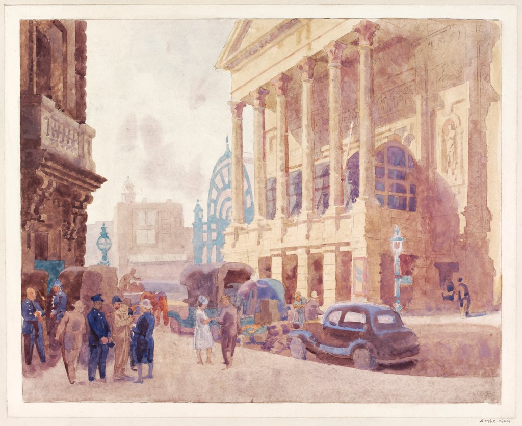 Detail of Covent Garden Opera House, The Colonnade by Walter Bayes