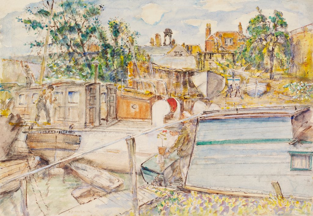 Detail of Dock of the Grand Union Canal Co by Archibald Standish Hartrick