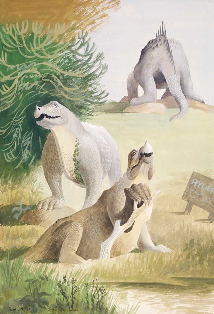 Detail of Life-size models of Jurassic reptiles in the grounds of the Crystal Palace, Sydenham by Barbara Jones