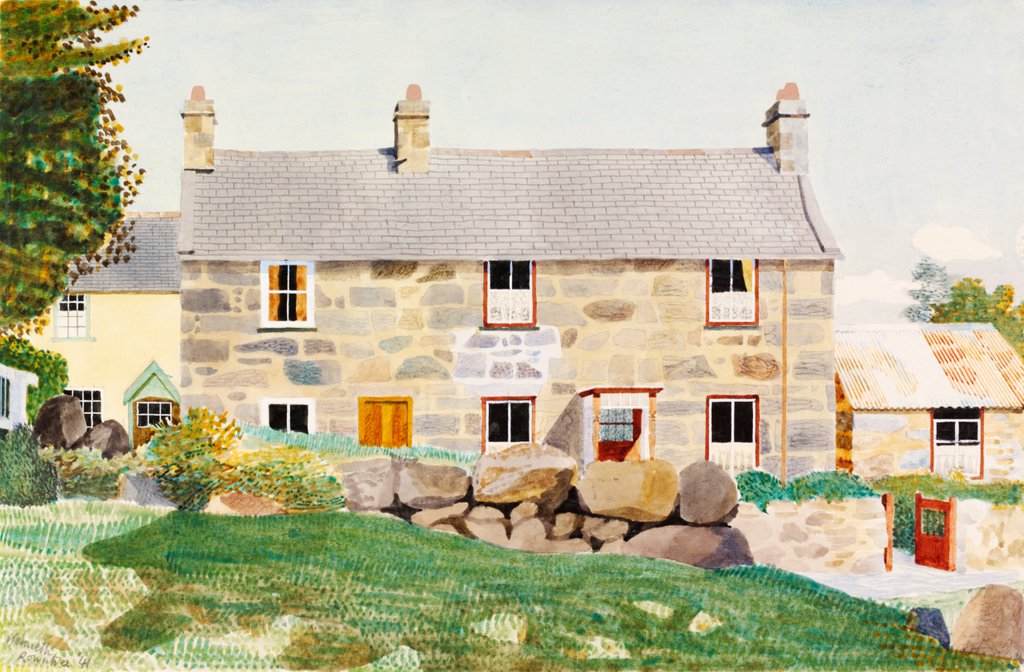 Detail of Swan Cottages, Ro-Wen, Conway Valley by Kenneth Rowntree