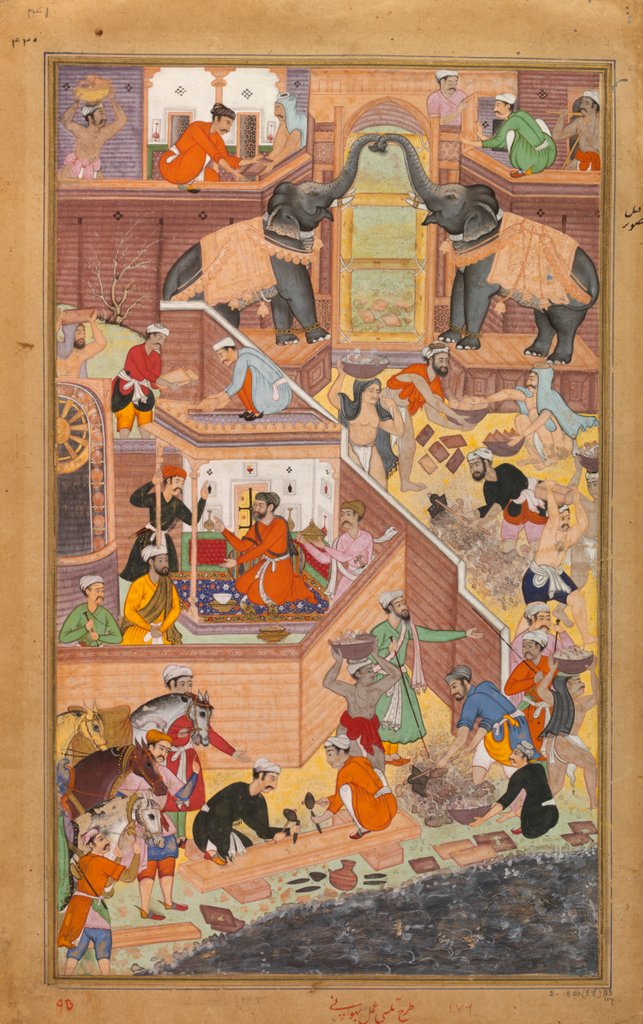 Detail of Workmen building Fathpur by Tulsi