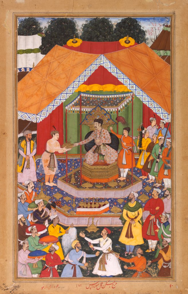 Detail of Akbar is entertained by his foster brother Azim Khan at Dipalpur by Anonymous