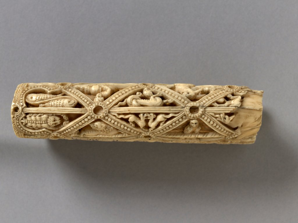 Detail of Head of tau-cross decorated with Zodiac motives by Anonymous