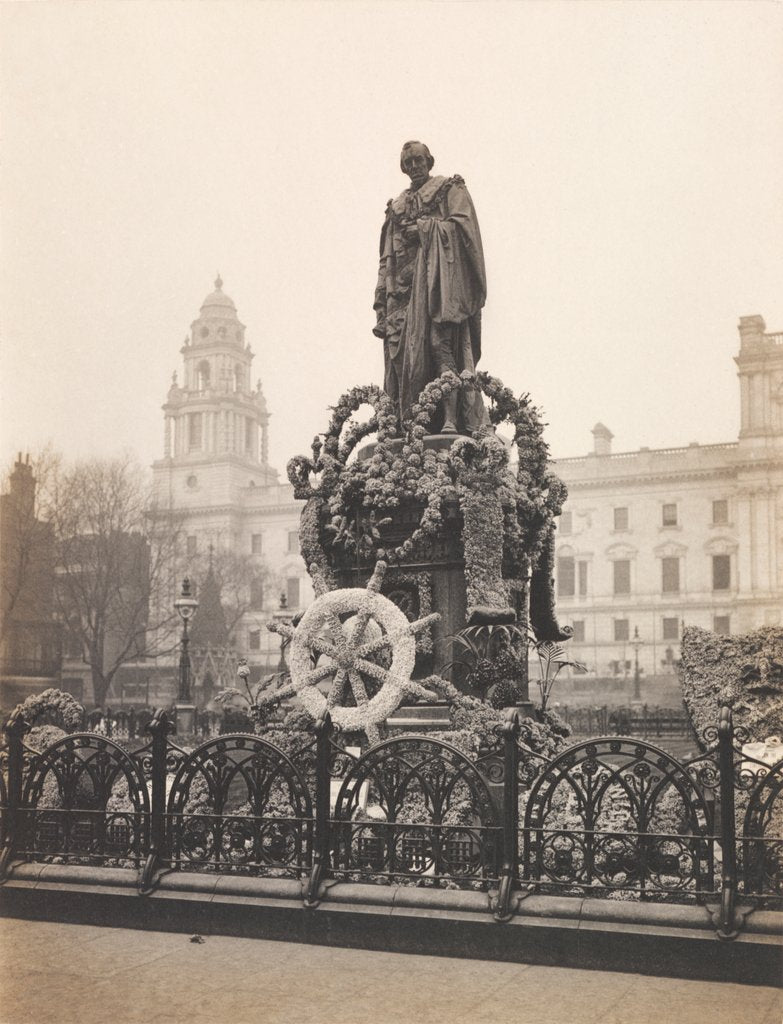 Detail of The Beaconsfield Statue on Primrose Day by Benjamin Stone