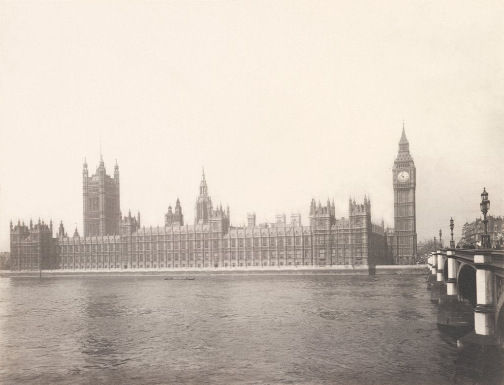 Detail of Houses of Parliament seen from across the Thames by Benjamin Stone