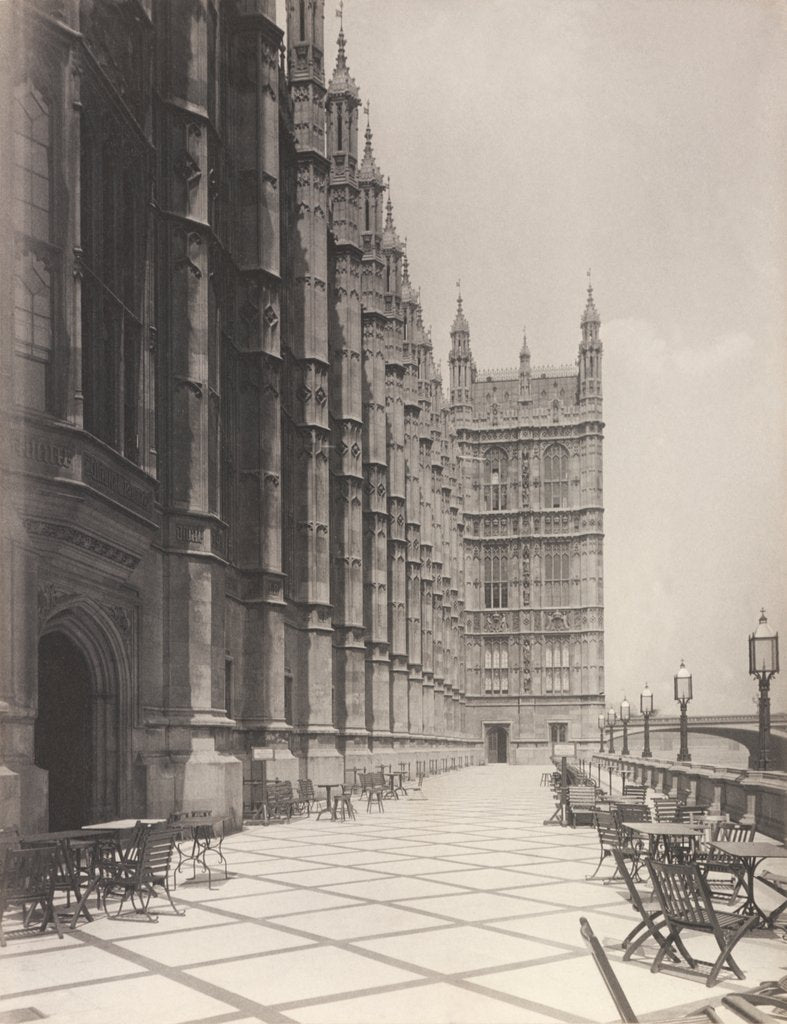 Detail of The Terrace at Houses of Parliament overlooking the Thames by Benjamin Stone