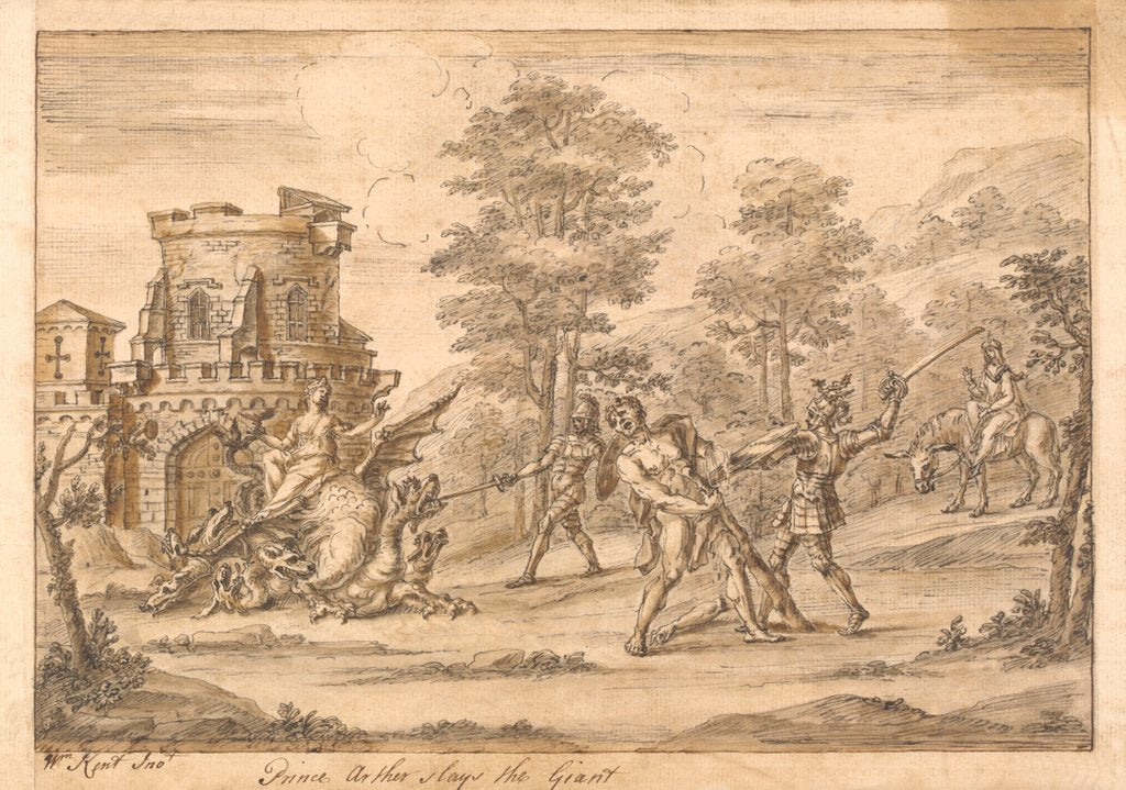 Detail of Prince Arthur slays the Giant Orgoglio and releases the Redcross knight by William Kent