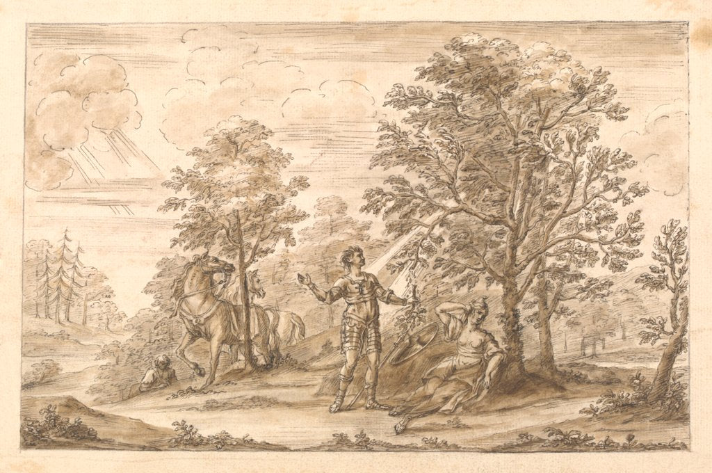 Detail of The Redcross knight and Duessa retire under two enchanted trees by William Kent