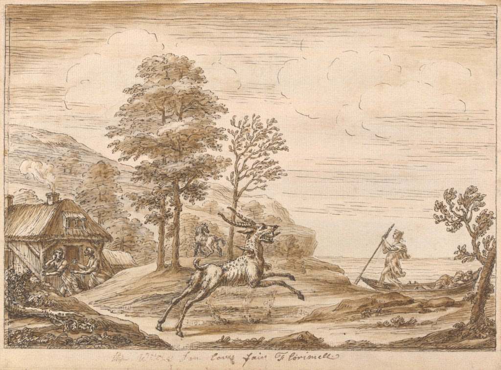 Detail of Florimell leaves the Witches Hut and Disappoint the Monster by William Kent