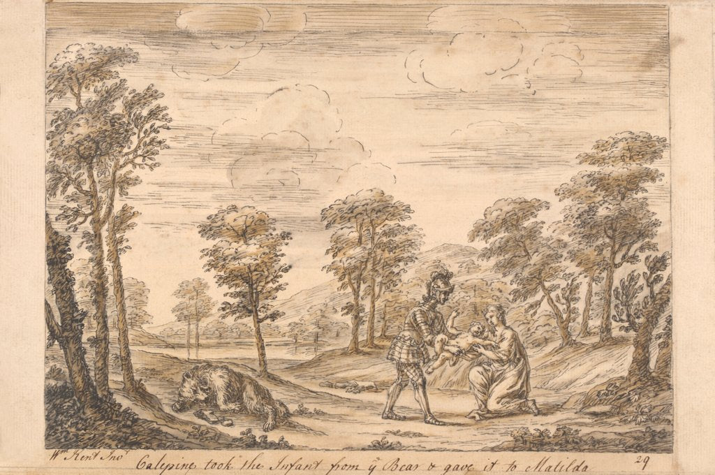 Detail of Calepine takes the Infant from the Bear and gives it to Matilda by William Kent