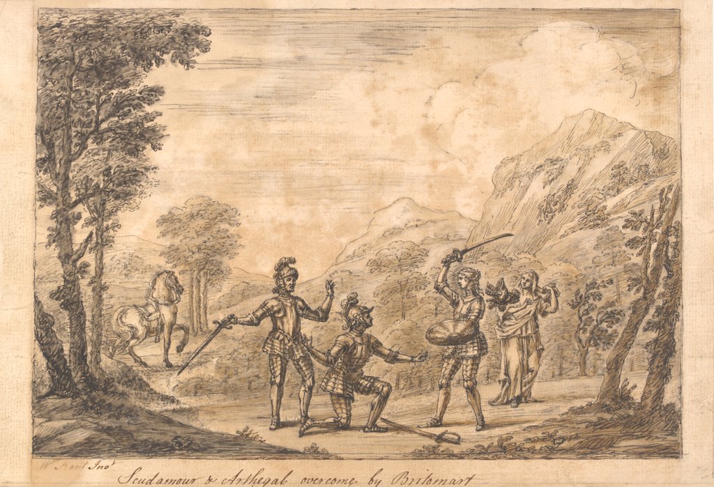 Detail of Scudamour and Arthegal fights with Britomart by William Kent