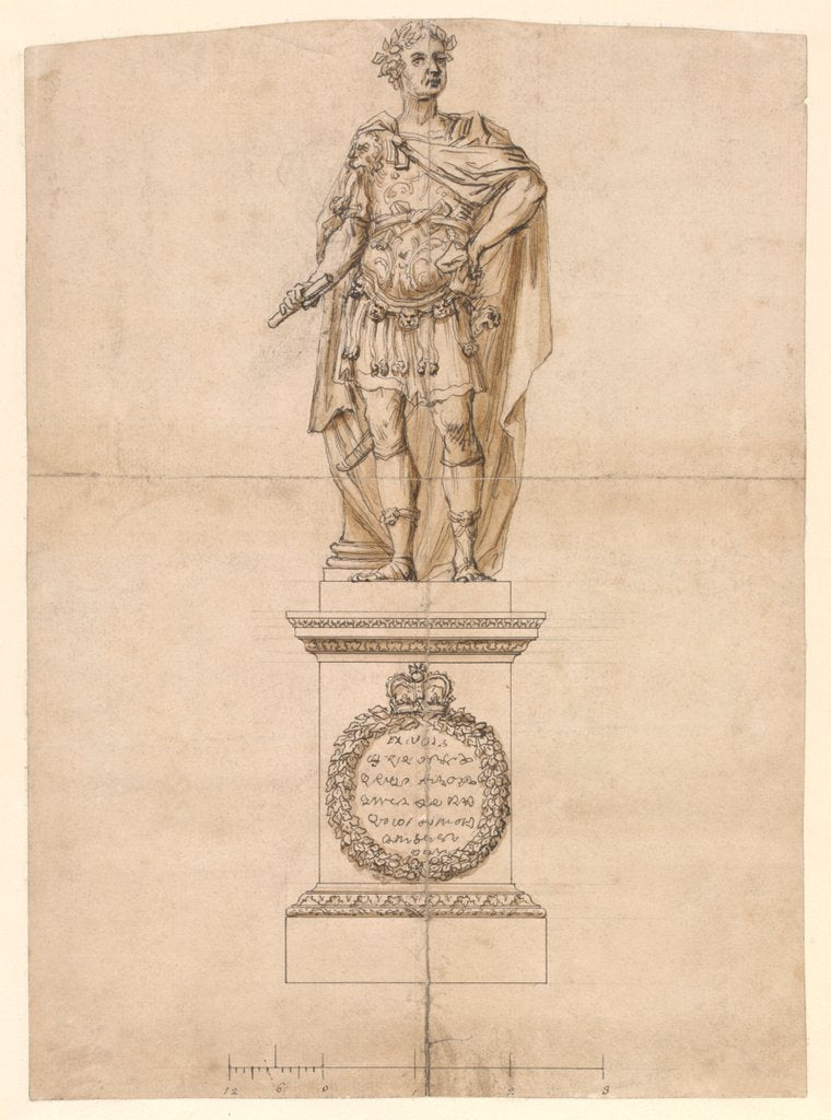 Detail of Design of a statue of George II in Roman armour by William Kent