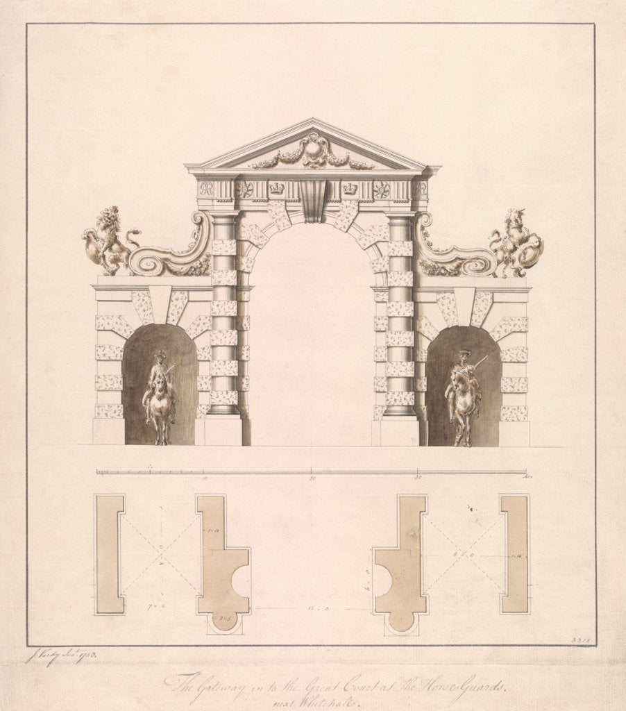 Detail of Design of the Gateway in to the Great Court at the Horse Guards by John Vardy
