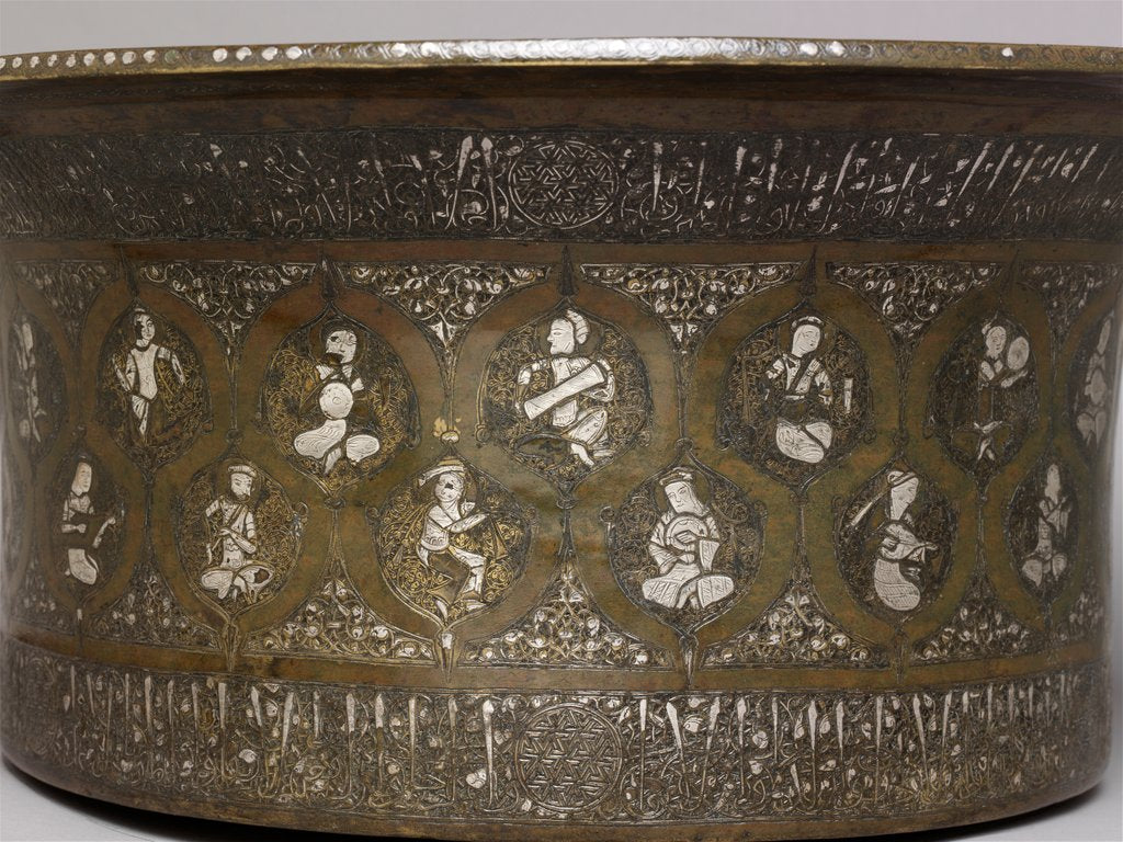 Detail of Basin featuring roundels with animals, hunting and fishing figures by Anonymous