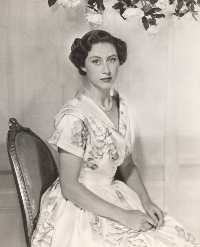 Detail of Princess Margaret sitting on a chair by Cecil Beaton