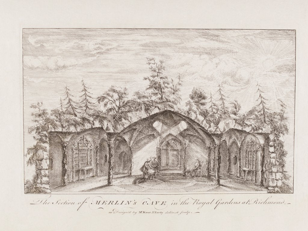 Detail of The Section of Merlin Cave in The Royal Gardens at Richmond by William Kent