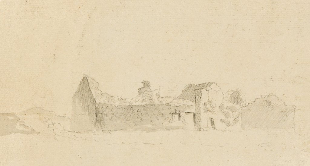 Detail of Pencil Drawing of Rushen Abbey Ruins (?) by Unknown