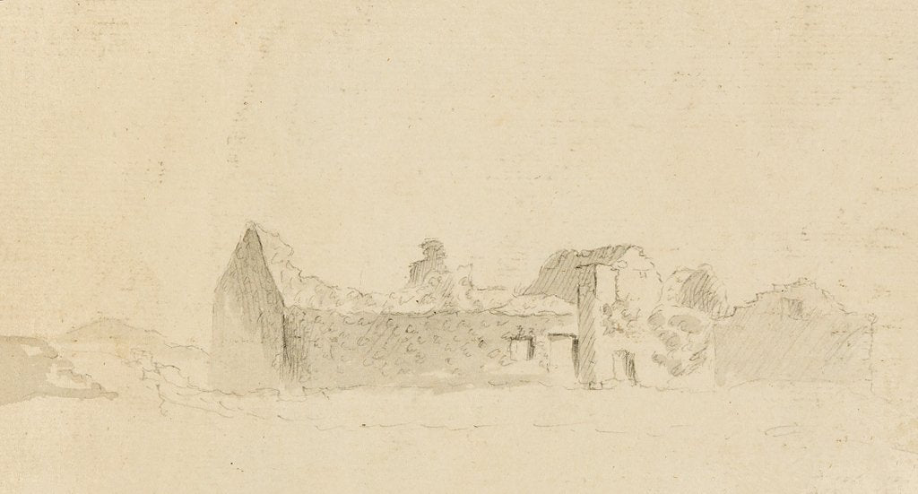 Detail of Pencil Drawing of Rushen Abbey Ruins (?) by Unknown