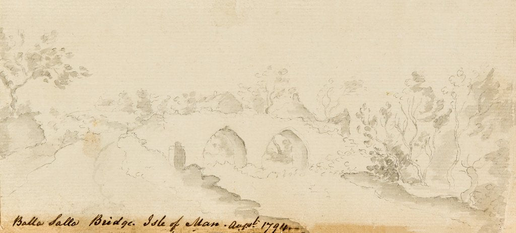 Detail of Pencil Drawing of Rushen Abbey Ruins 'Balla Salla Bridge. Isle of Man. Augt 1794' by Unknown
