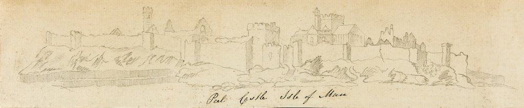 Detail of Pencil Drawing of 'Peel Castle, Isle of Man' by Unknown