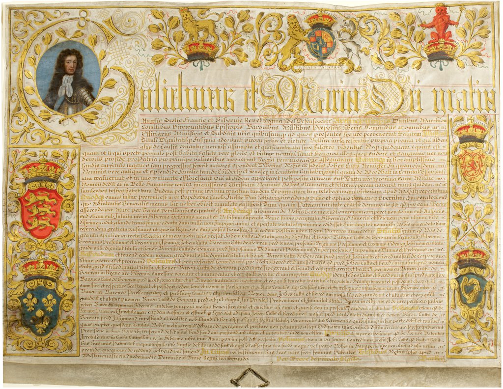 Detail of Letters patent in the name of William III and Mary II by Anonymous