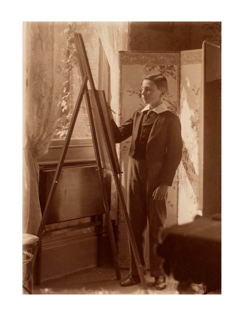 Detail of Gilbert Cattley as a boy in an Eton suit drawing by Unknown