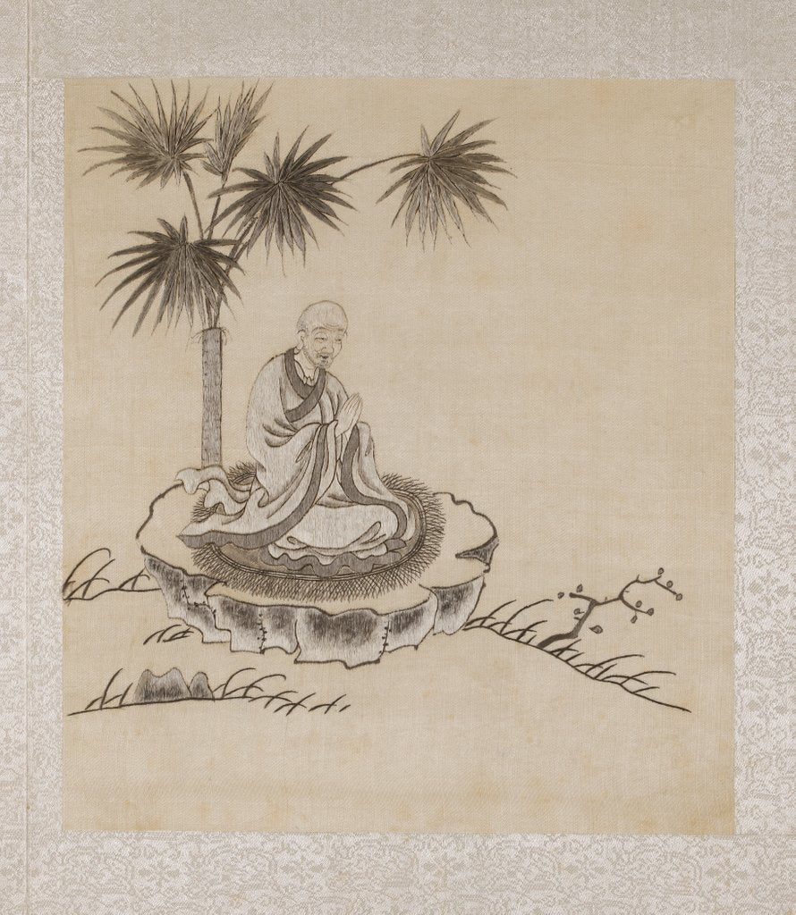 Detail of Lohan seated on a rock beneath a tree by Anonymous