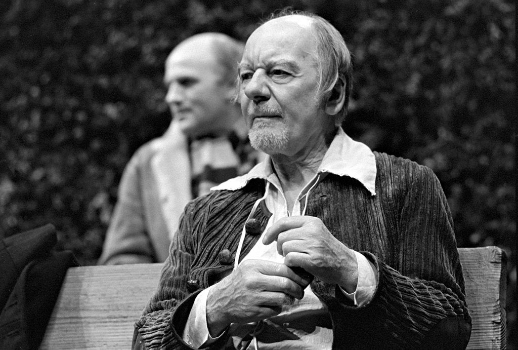 Detail of John Gielgud in Edward Bond's Bingo at the Royal Court Theatre by Douglas H. Jeffery
