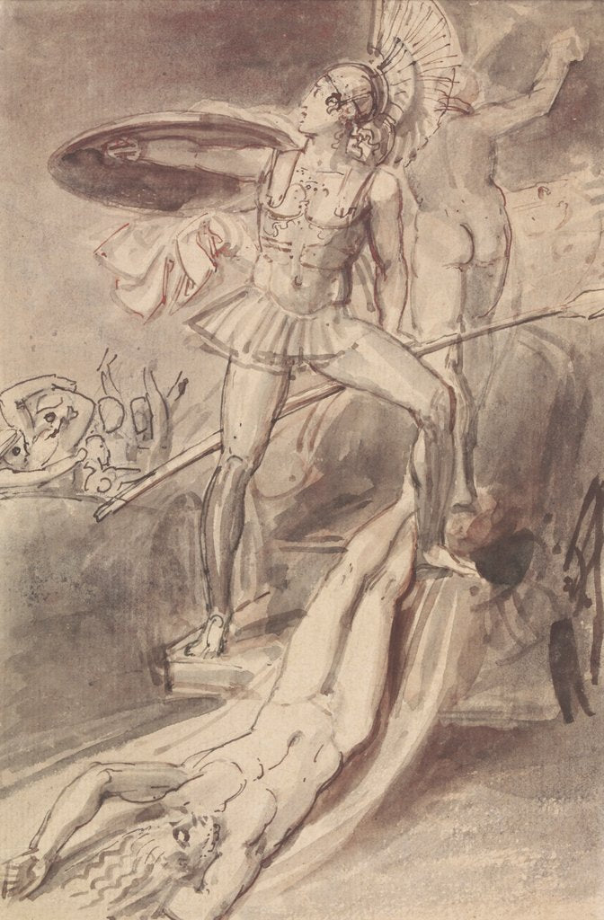 Detail of Achilles dragging the body of Hector round the walls of Troy by Isaac Tylor