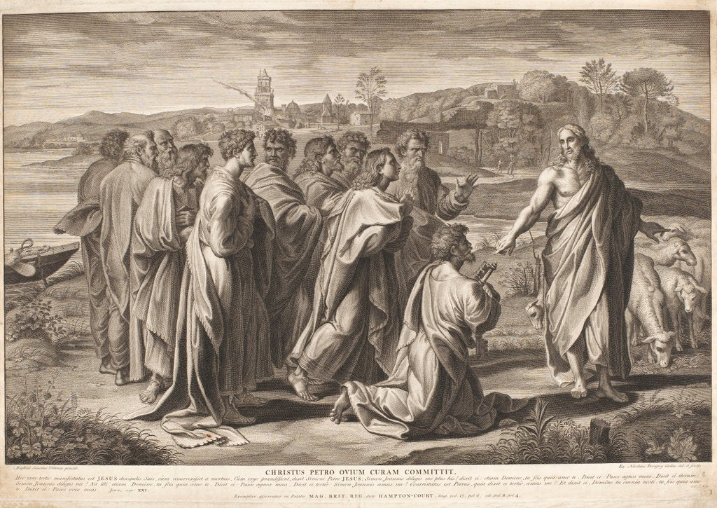 Detail of Christ's Charge to Peter by Sir Nicholas Dorigny, after a cartoon by Raphael by Raphael