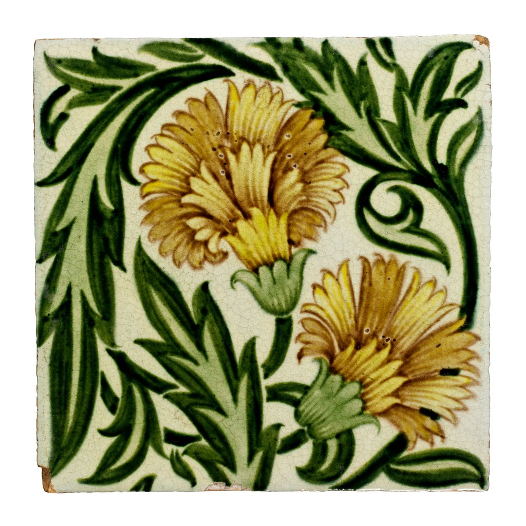 Detail of Carnation flowers tile by William De Morgan
