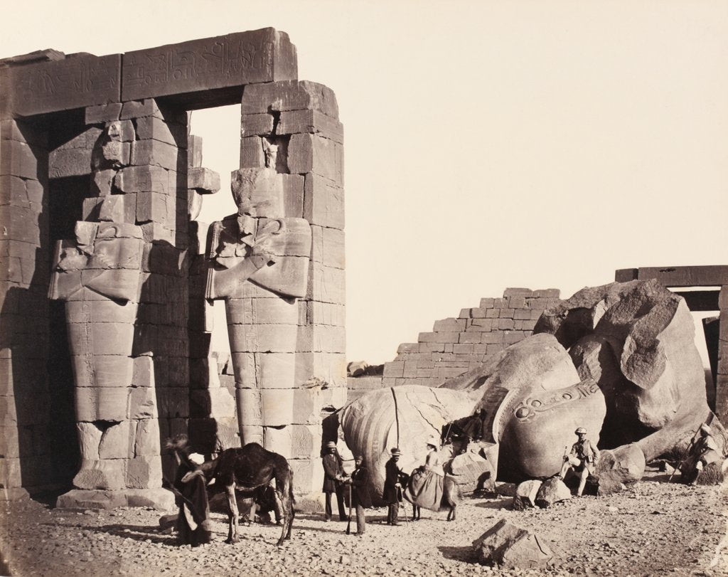 Detail of The Ramesseum of El-Kurneh by Francis Frith & Co.