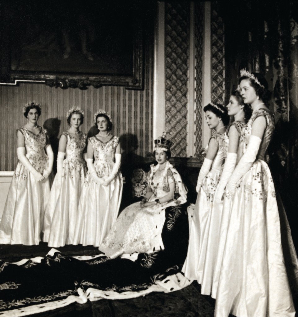 Detail of Queen Elizabeth II posing on the day of her Coronation by Cecil Beaton