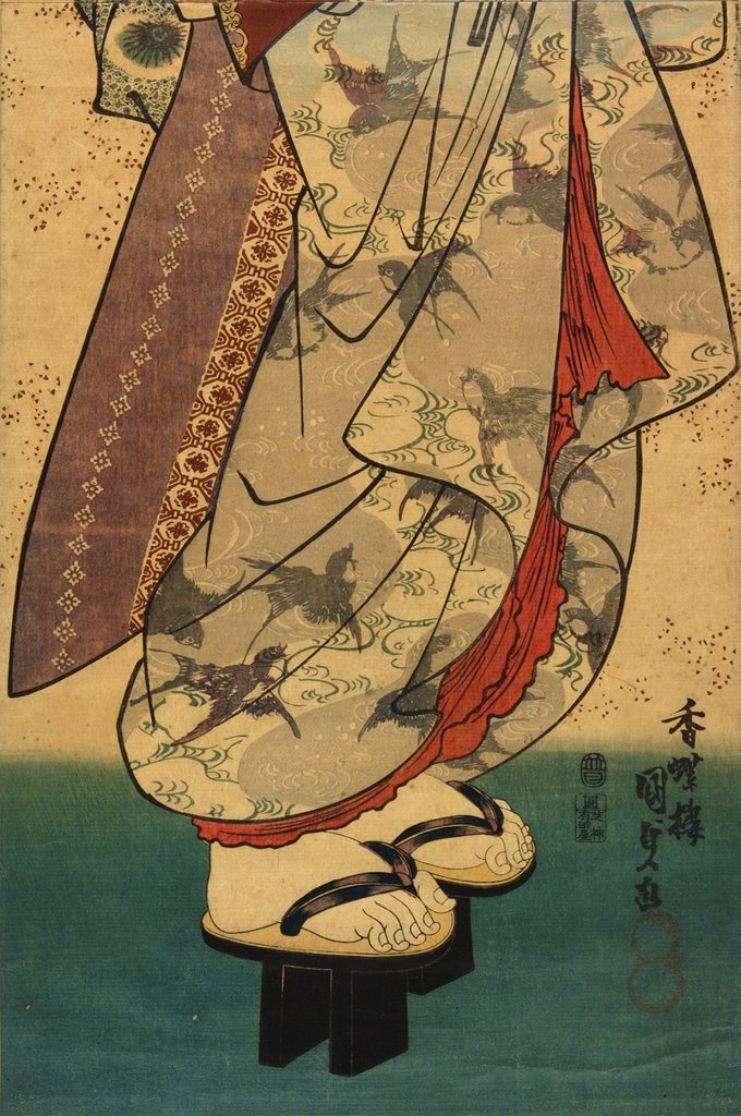 Detail of Singing girl after a bath, detail by Utagawa Kunisada I