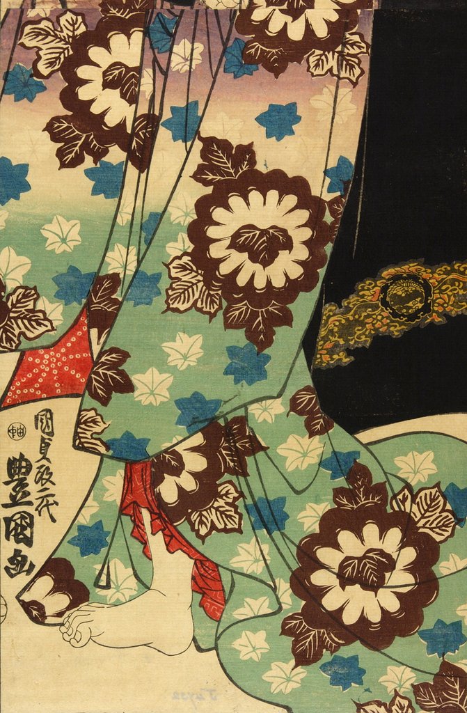 Detail of A woman looking at the moon, detail by Utagawa Kunisada I