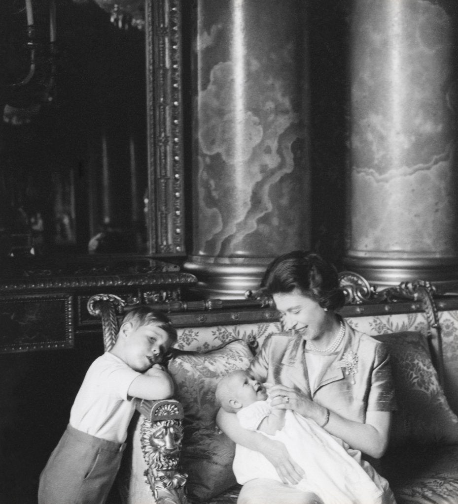 Detail of Queen Elizabeth II, Prince Andrew and baby Prince Edward by Cecil Beaton