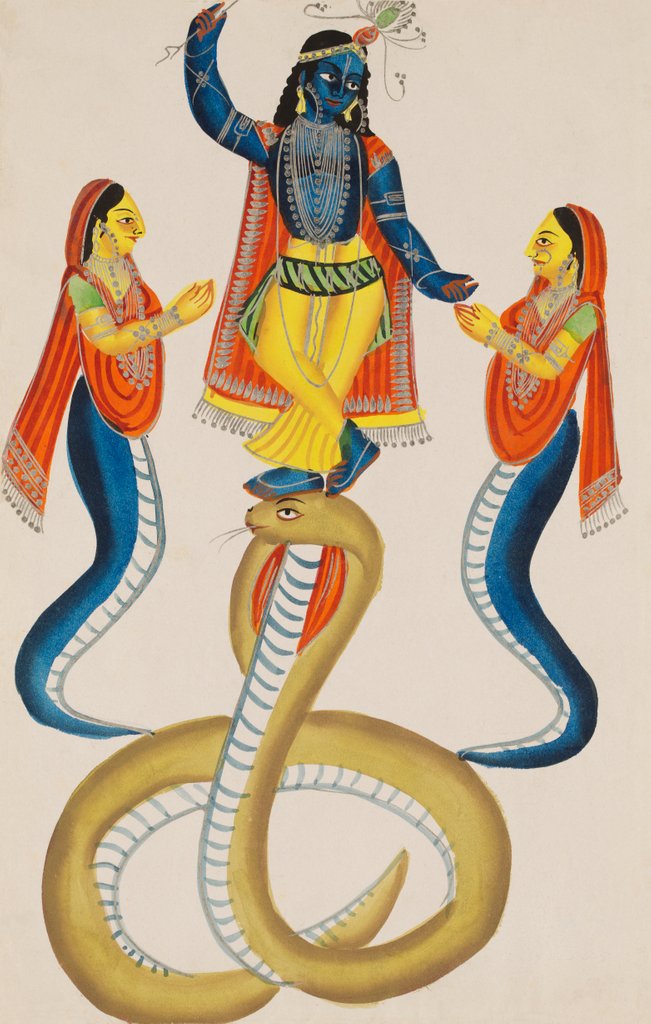 Detail of The wives of Kaliya appeal to Krishna by Unknown