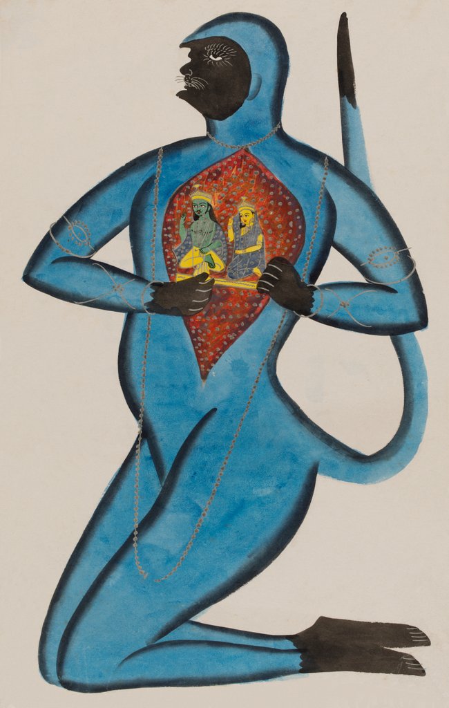 Detail of Hanuman revealing Rama and Sita enshrined in his heart by Unknown